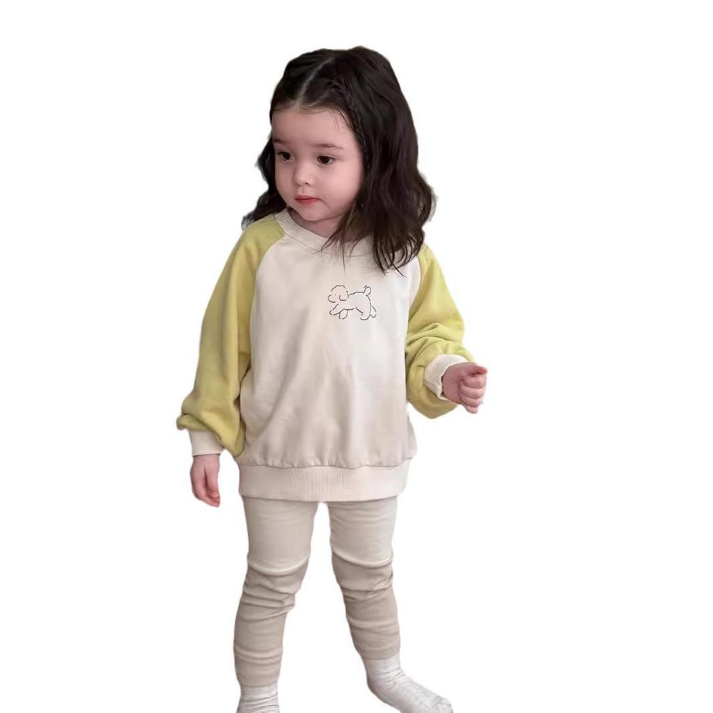 Комплект из двух предметов для девочек в корейском стиле: осенняя толстовка и леггинсы