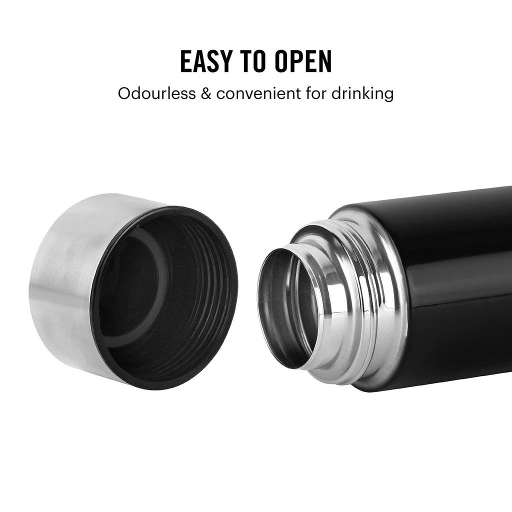 Бутылка для воды из нержавеющей стали 1000 мл, Черная | Сертифицирована ISI | Одинарная стенка | Герметичная, Защищенная от ржавчины | Пищевой класс, Легко носить | Идеально подходит для холодильника