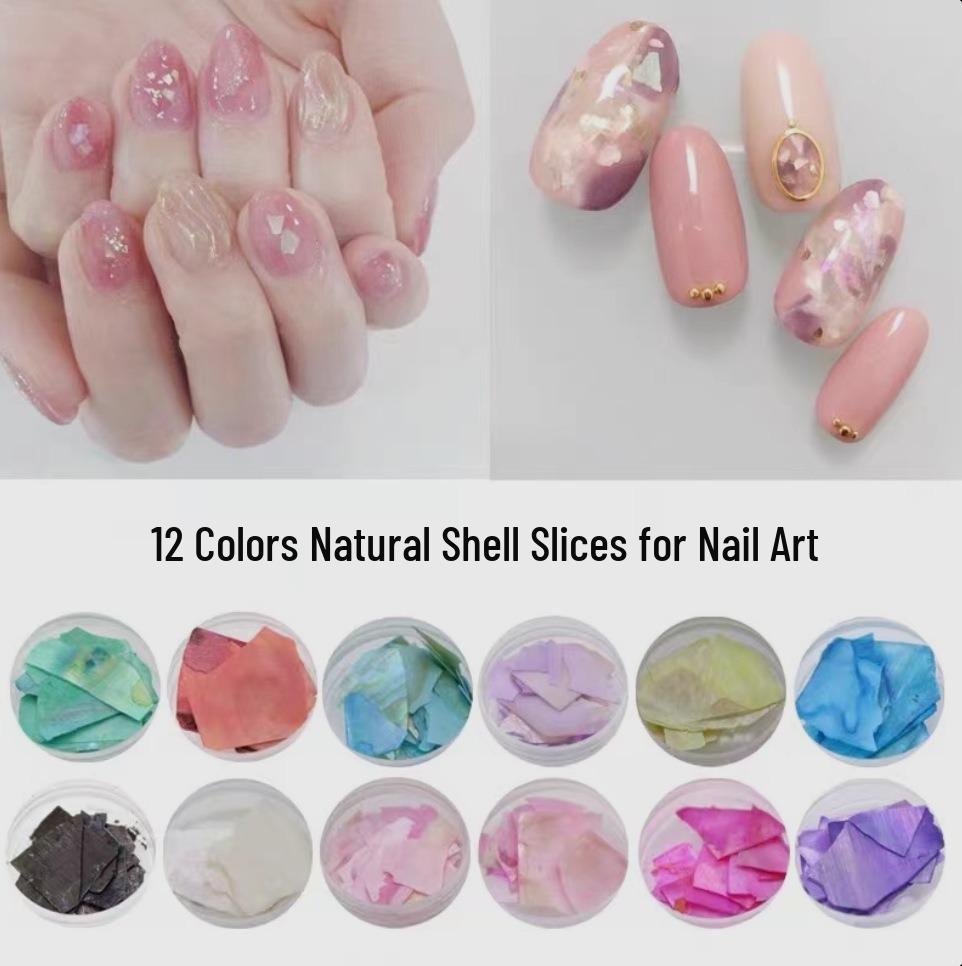 Iridescent Abalone Shell Nail Art Fragments: Ultra-Thin, Sparkly, Irregular 12-Piece Set