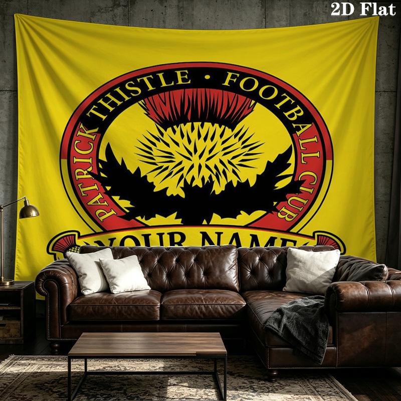 Custom Name Partick Thistle Printed Tapestry – Wall Hanging for Bedrooms, Dorms, and Home Decor