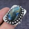Labradorite Gemstone Handmade 925 Sterling Silver Gift Jewelry Ring Size 9 W7O06