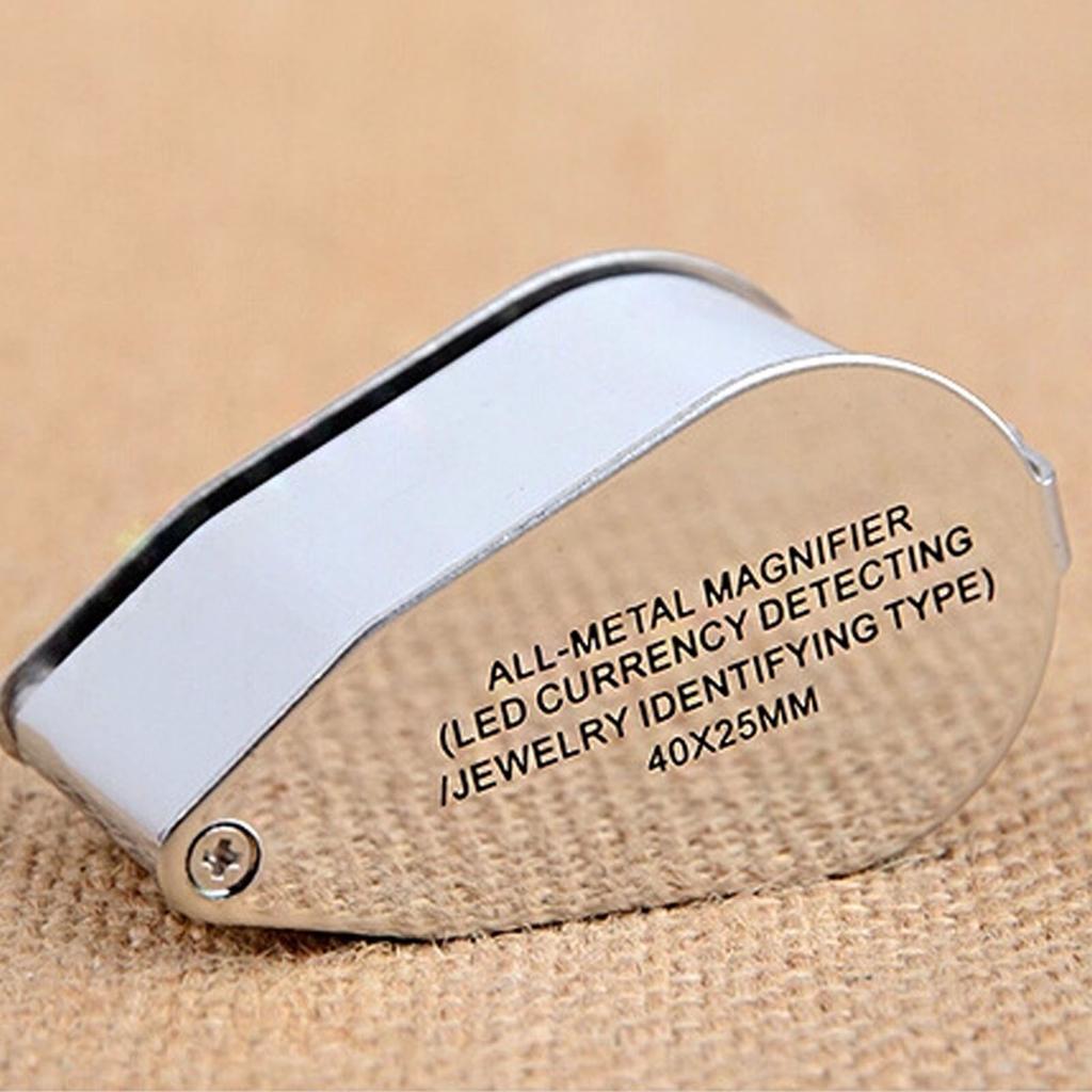 40X Mini Jewelry Magnifying Glass with LED Money Checking Light Handheld Identification Jewelry Appraisal Loupe