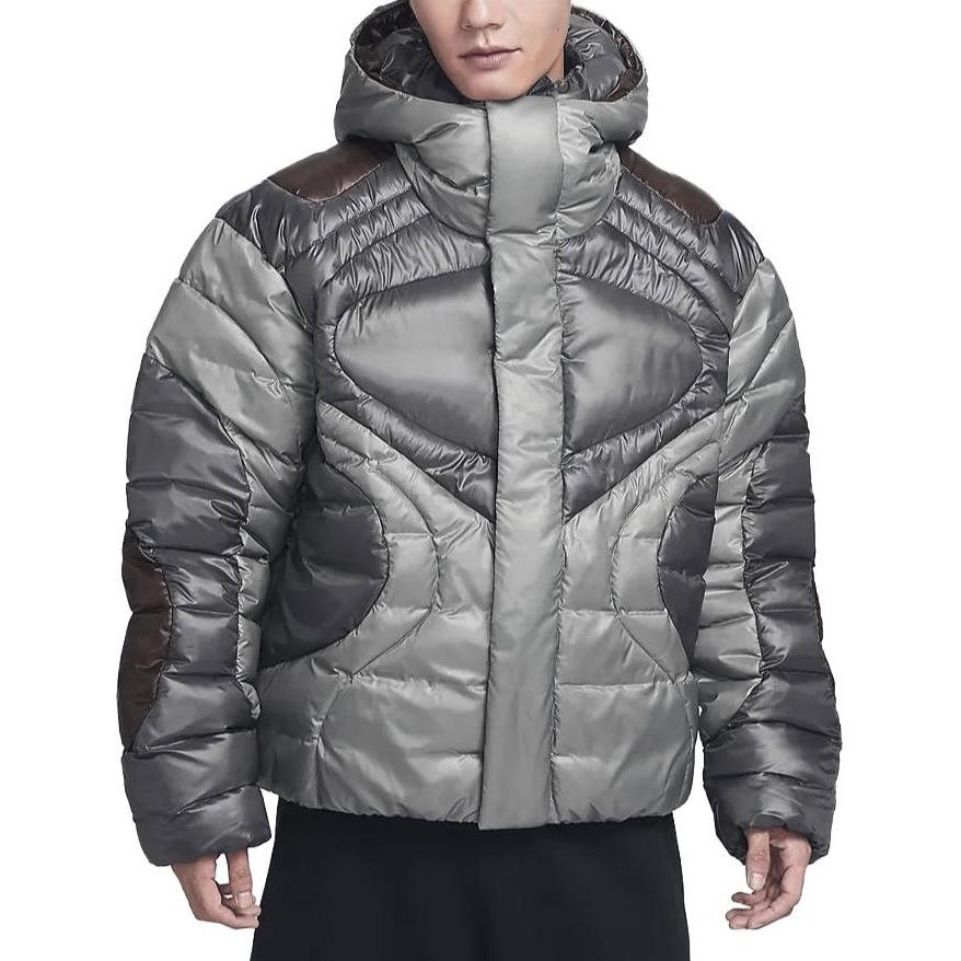 Nike Спортивная куртка свободного покроя с капюшоном в стиле колор-блок, мужская куртка светло-серого цвета FB7424-029