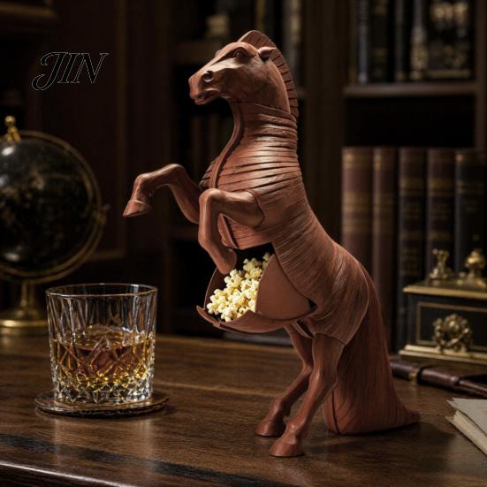 Контейнер для попкорна «Троянский конь», 3D-печатные стоячие фигурки-контейнеры, Современная фигурка для стола, Двойное использование: коробка для закусок и декора, Скульптура-ведерко для