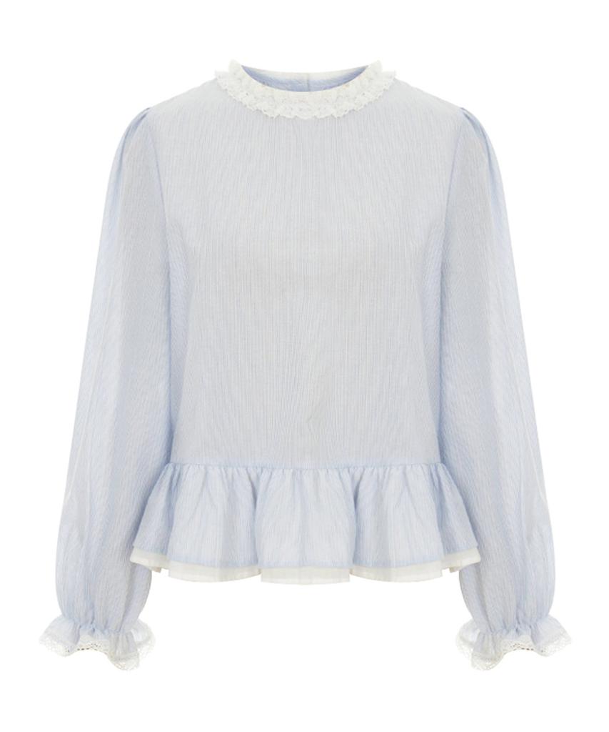 SELLY'S Back Button Stripe Blouse_I6A-Cbl007