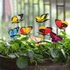 10Pcs Luminous Butterfly Stake Weather-resistant Outdoor Garden Planter Pot Vase 3D Fake Butterfly Pole