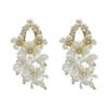 Exaggerated Beach Earrings Crystal Petals Stud Earrings French Style Flower Dangle Earrings  Gifts