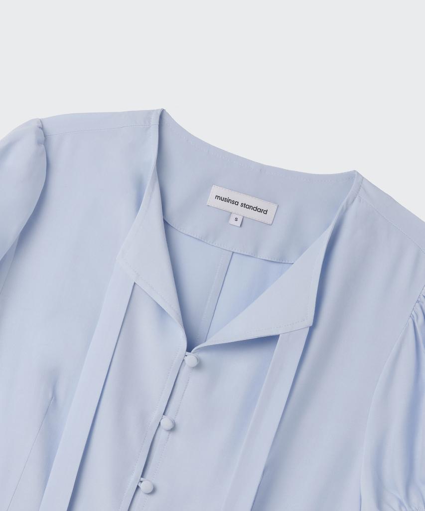 MUSINSA STANDARD WOMAN Women'S Puff Sleeve Tie Blouse [Pale Blue]