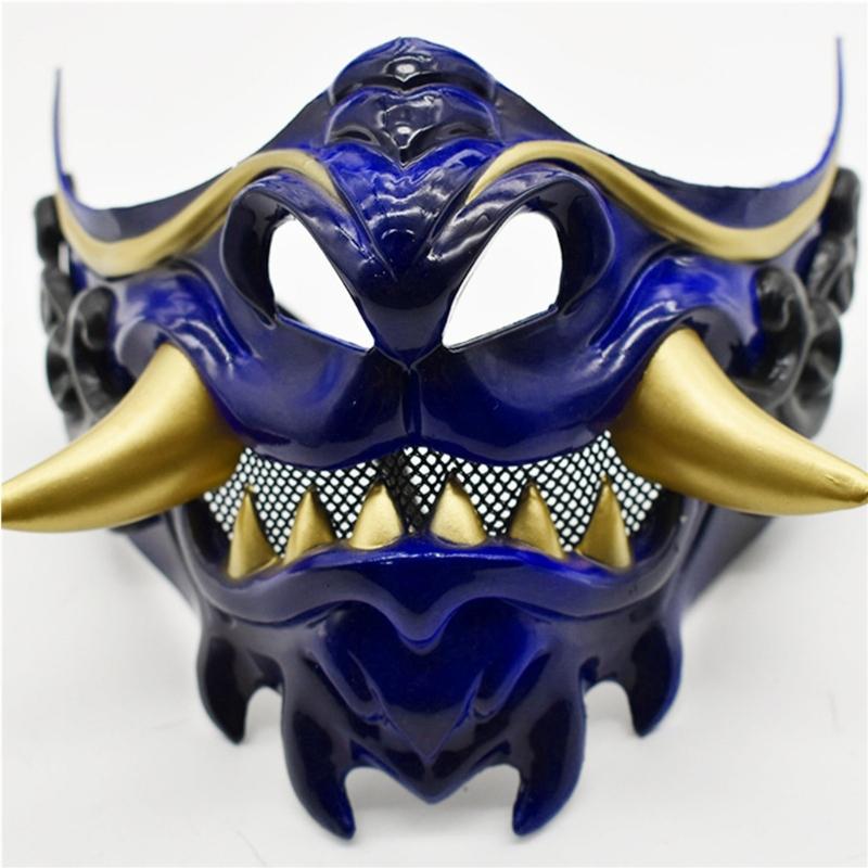 Half Face Mask Halloween Cosplay Mask Masquerade Mask Party Mask Japanese Mask Devil Samurais Mask for Carnivals
