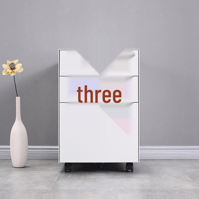 Mobile Three-Drawer Metal File Cabinet with Lock for Under-Desk Office and Printer Storage