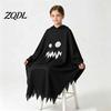 Comfortable Kindergarten Performance Clothes Hooded Ghost Costume, White/Black Cape Costume for Kids Adults, Spooky Lightweight Breathable Halloween