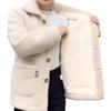 Winter Fleece Coat Thickened Single-breasted with Side Pockets Turn-down Collar Coldproof Solid Color
