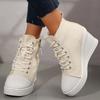 Lightweight Wedge Sneakers for Women Fashion Platform High Top Canvas Shoes Woman Zipper Lace Up Casual Walking Shoes Plus Size