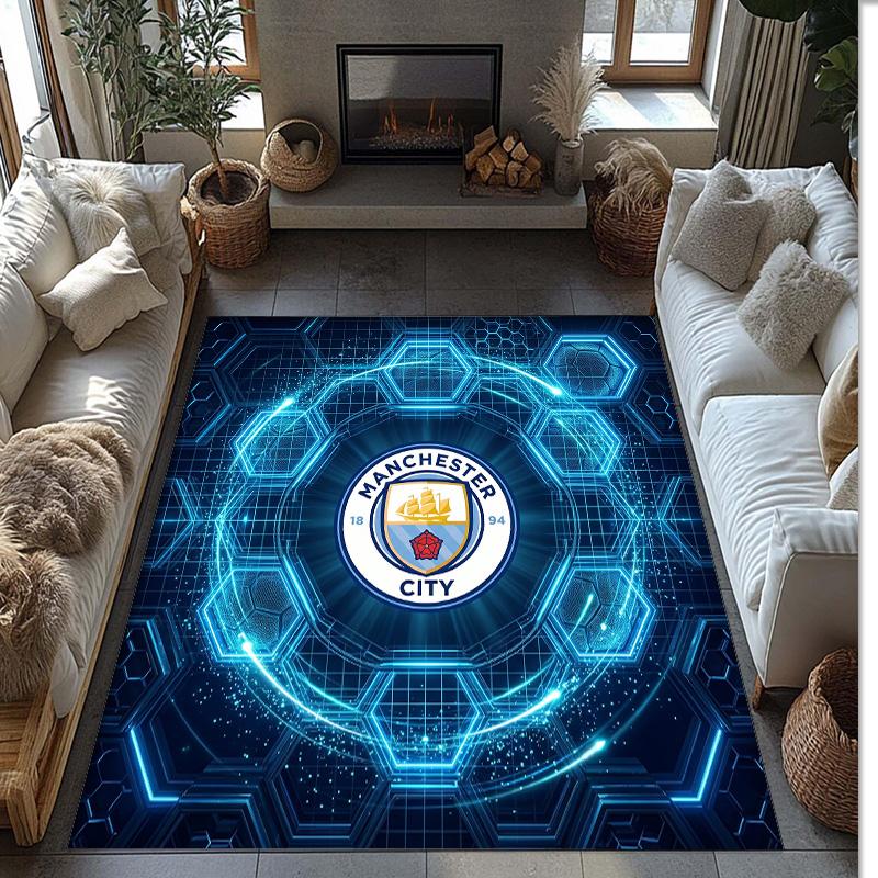 Фланелевый ковер с принтом Manchester City, нескользящий, мягкий, из полиэстера, для пола, декоративный коврик для спальни, гостиной, дивана