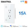 Умная розетка Tuya Wi-Fi 15a, вилка для США, синхронизация, приложение Smart Life, настенное электрическое включение и выключение для Google Home Alexa Tmall Genie