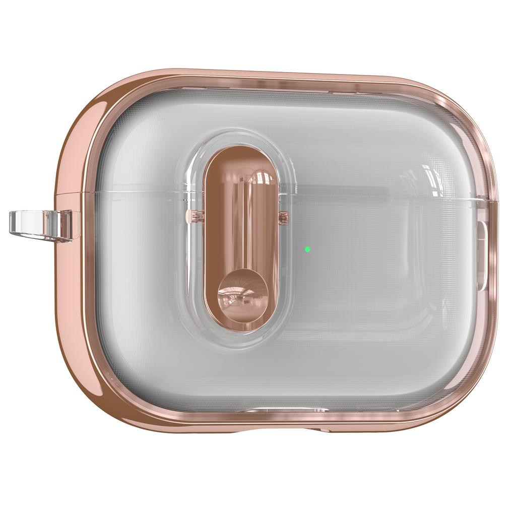 For Apple AirPods Pro / Pro 2 Case Clear Electroplated TPU PC Earbuds Cover with Lock Clasp / Carabiner