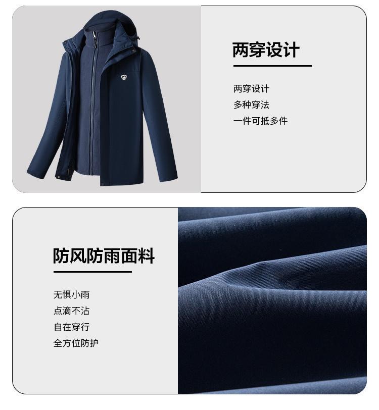Three in one detachable jacket for men, windproof and rainproof