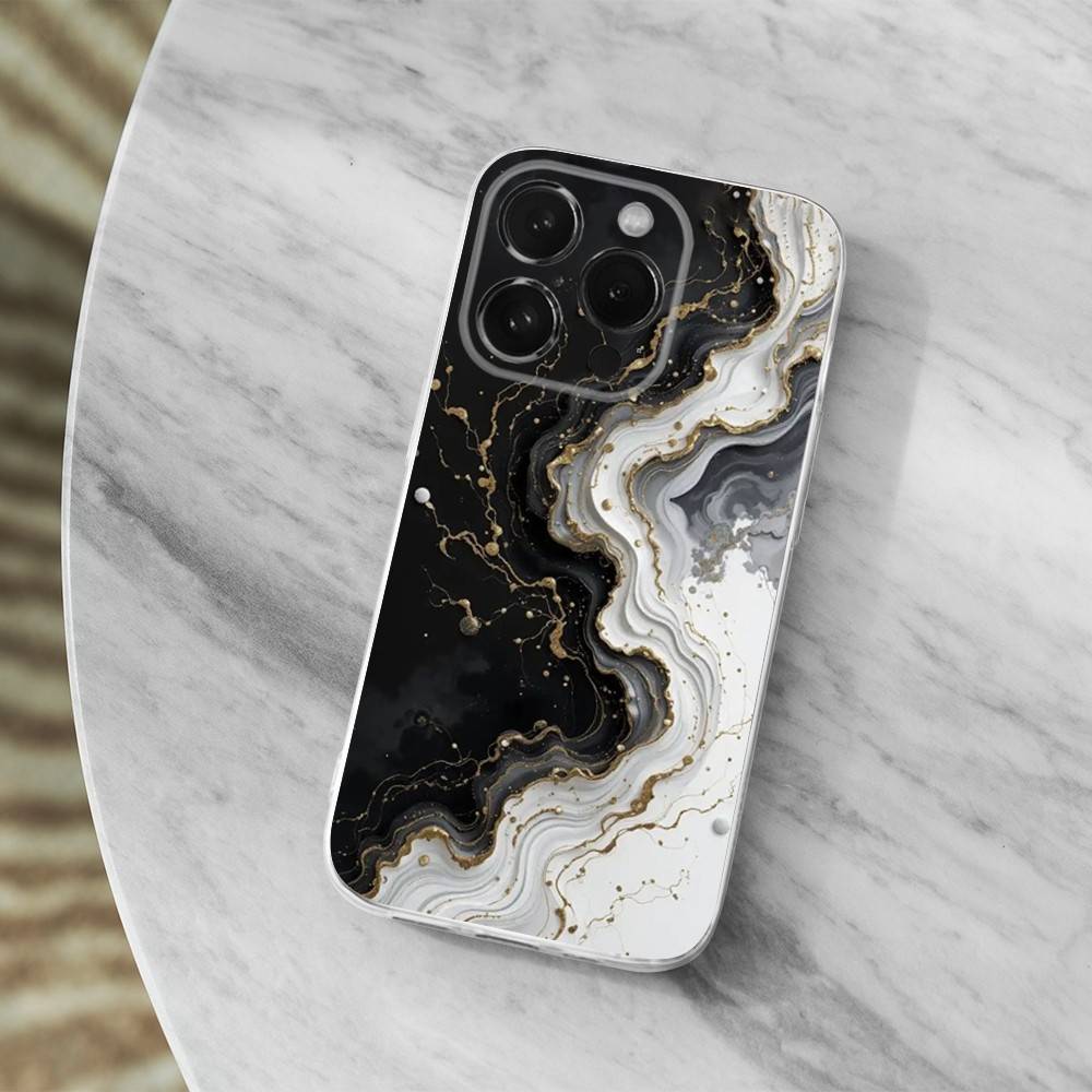 Черный Золотой Художественный Мрамор Для iPhone 12, Mini, 16, X, 17, Plus, 11, Max, 13, XR, 15, Pro, 14, SE, XS, Прозрачный Мягкий Чехол