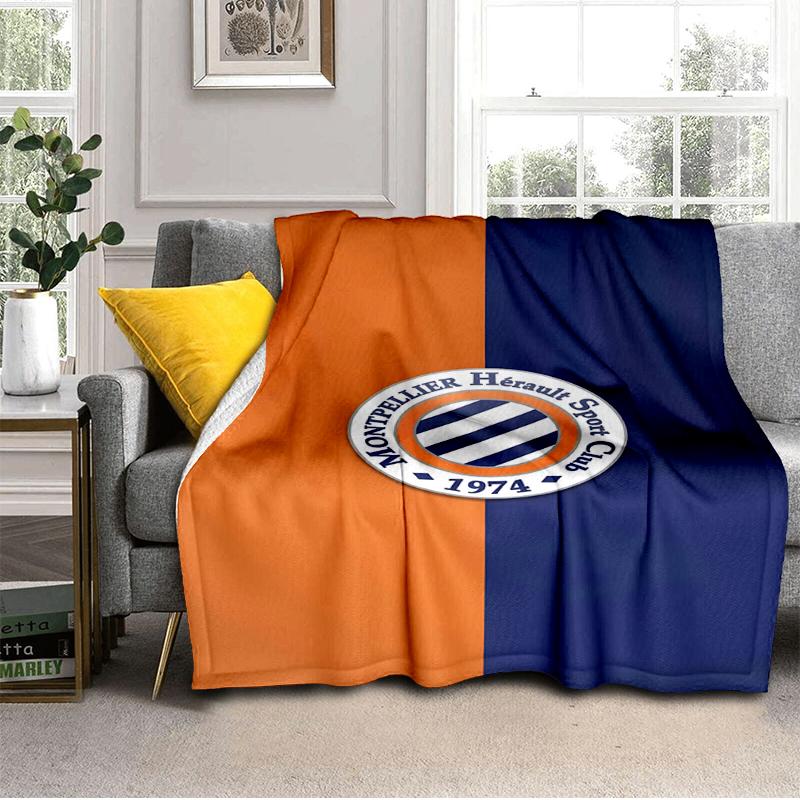 Montpellier Sc Crest Blanket Lightweight Ideal Bedding Blanket Perfect for Travel, Camping, Living Rooms, Offices, Sofas, Fan Christmas gift