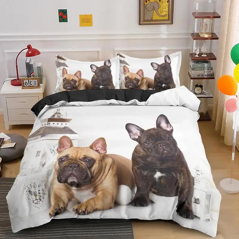 Bulldog Bedding Set Pet Animal Dog Duvet Cover For Kids Adult Bedclothes Covers Comforter Sets Cute Bed Sheets