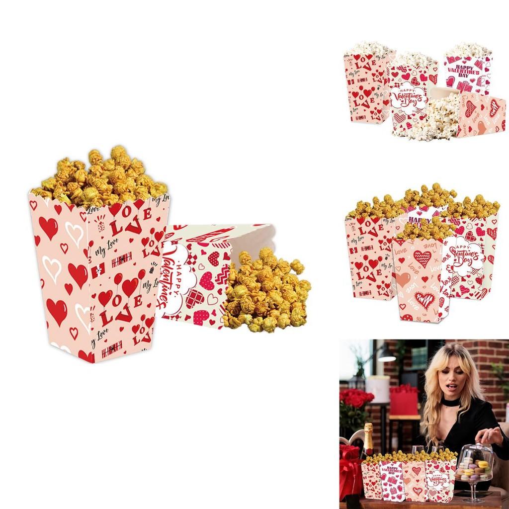 Love You Valentines Day Paper Popcorn Box With Cartoon Style For Party Decor And Gift