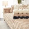 Rabbit Plush Sofa Cushion Winter Padded Plush Cushion Non-slip Leather Sofa Cover  Cover Cloth Towel