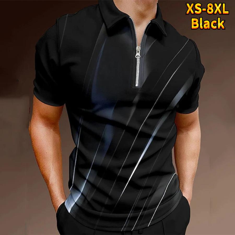 Повседневная футболка с лацканами, молодежная мужская модная футболка на молнии, футболка с коротким рукавом, мужская футболка с 3D цветным принтом