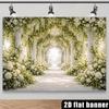 2D White Floral and Column Themed Backdrop Photo Background Banner