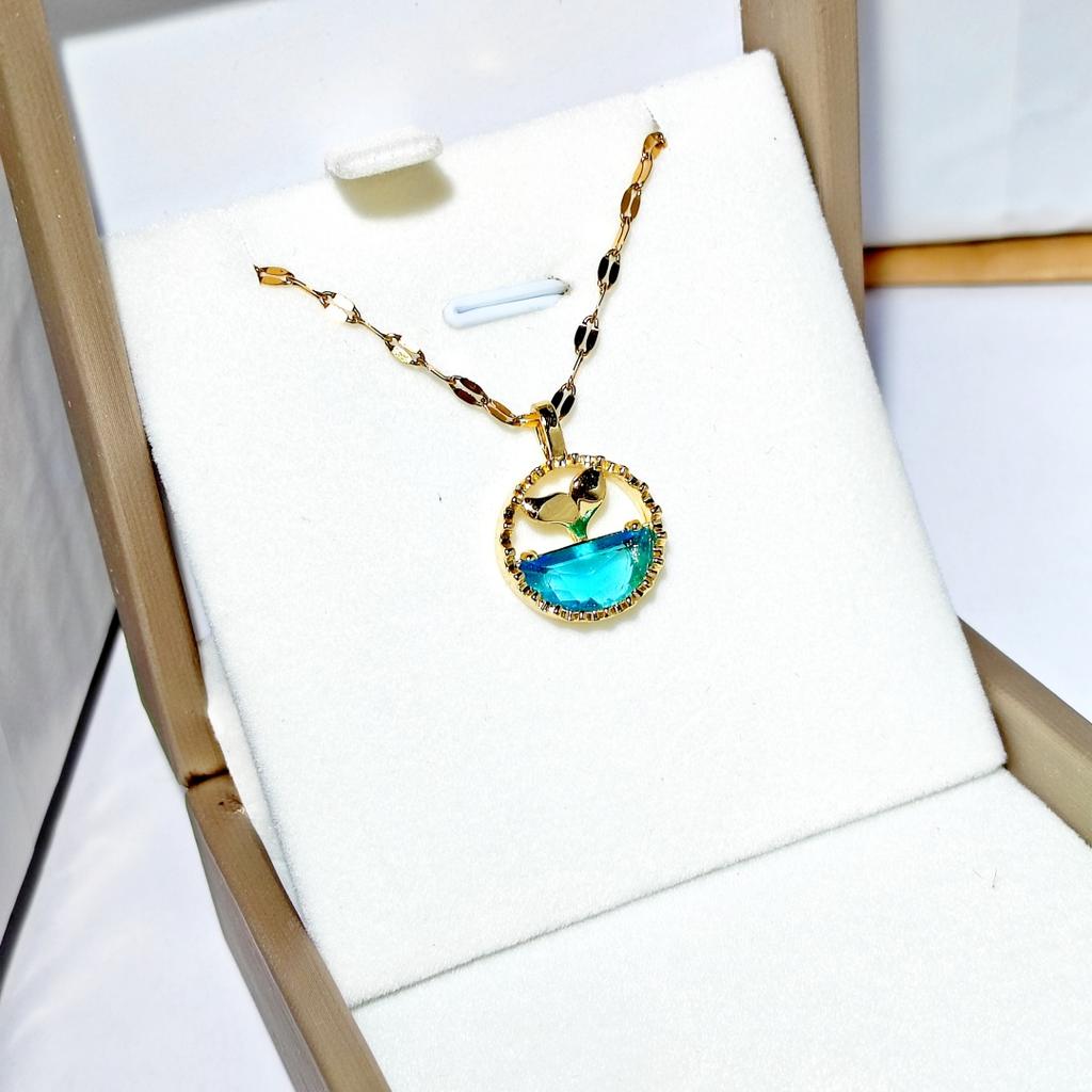 Ожерелье с дизайном «Океанский кит» для женщин: Украшения из титановой стали с микроинкрустацией циркония и роскошным замком