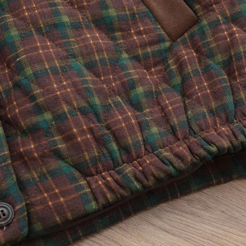 Толстое пальто женское зимнее ретро клетчатое с капюшоном повседневное теплое удобное легкое хлопковое пальто топ