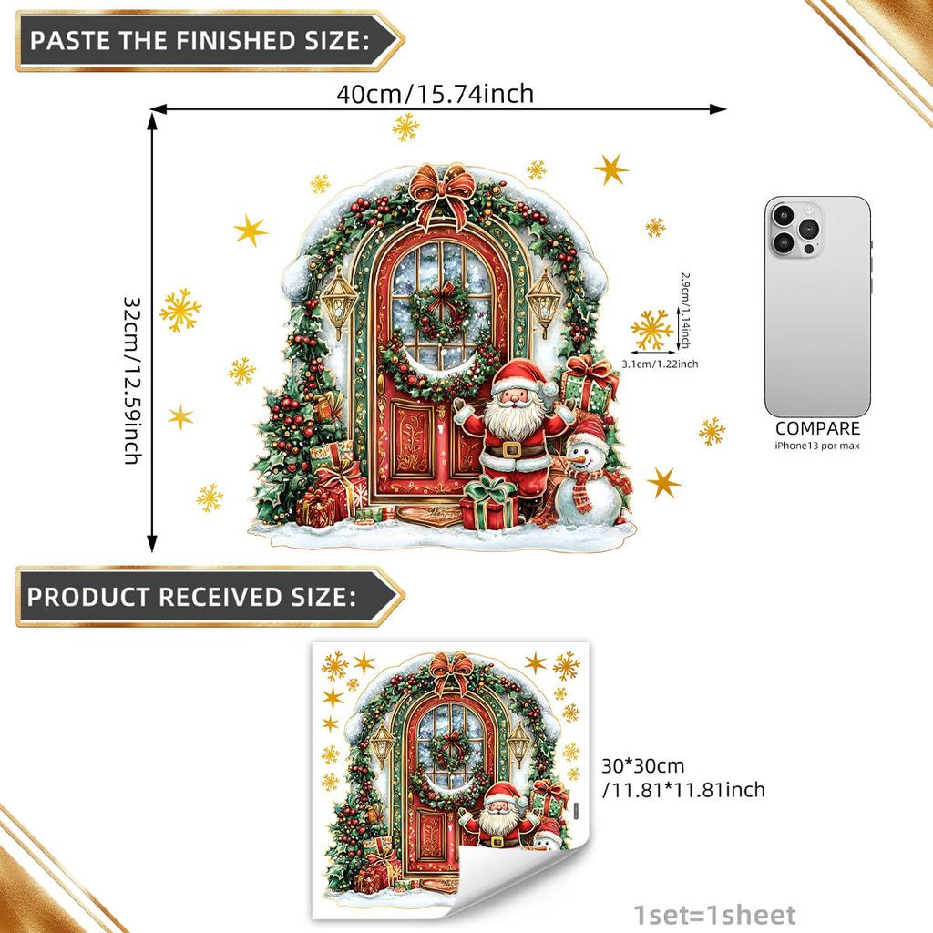 Разнообразие расписанных вручную наклеек на стену с бронзовым напылением в рождественской атмосфере с животными, украшают детскую комнату, спальню, фон, самоклеящиеся наклейки на стену