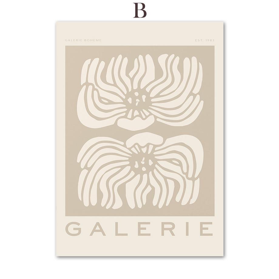 Бежевая абстрактная кривая линия магнолии, цветок, настенная живопись на холсте, постеры на скандинавскую тему и принты, настенные панно для декора гостиной