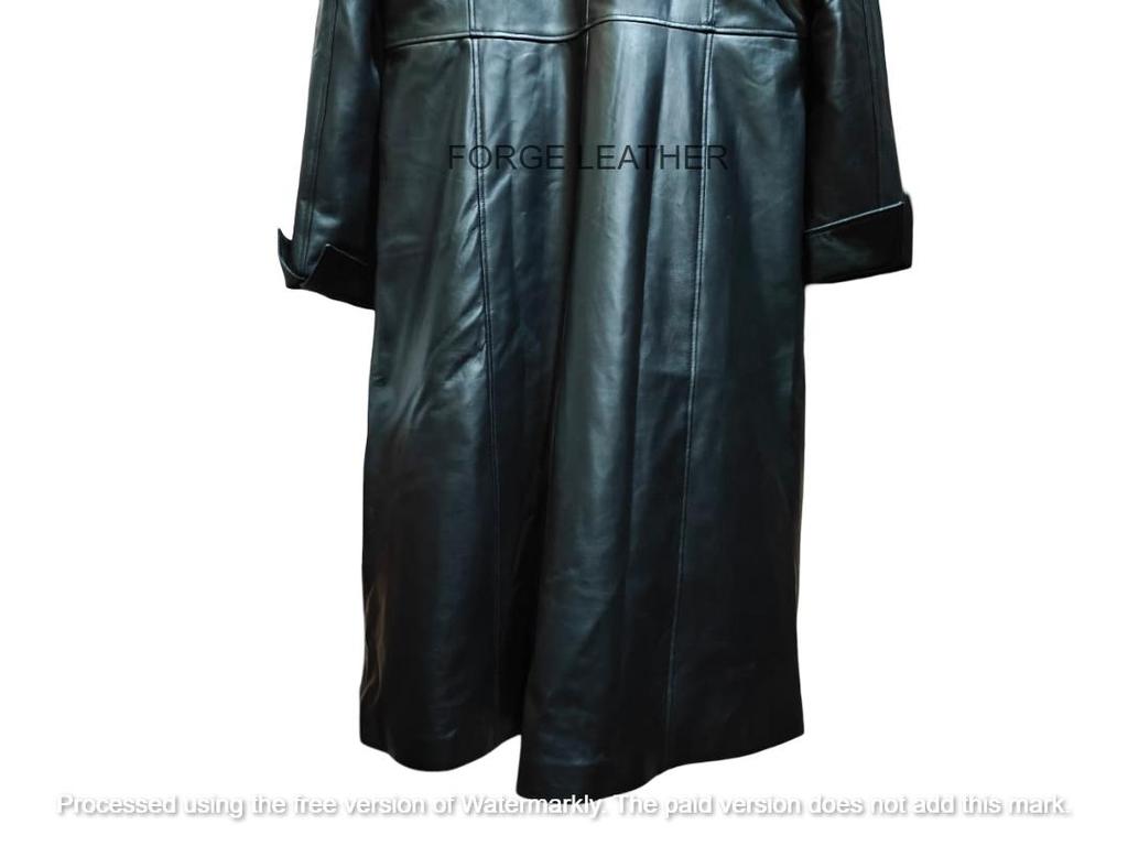 ЧЕРНЫЙ Женский Ручной Работы Формальный Дизайн Хэллоуин Кожа Ягненка Длинный Тренч Стильный