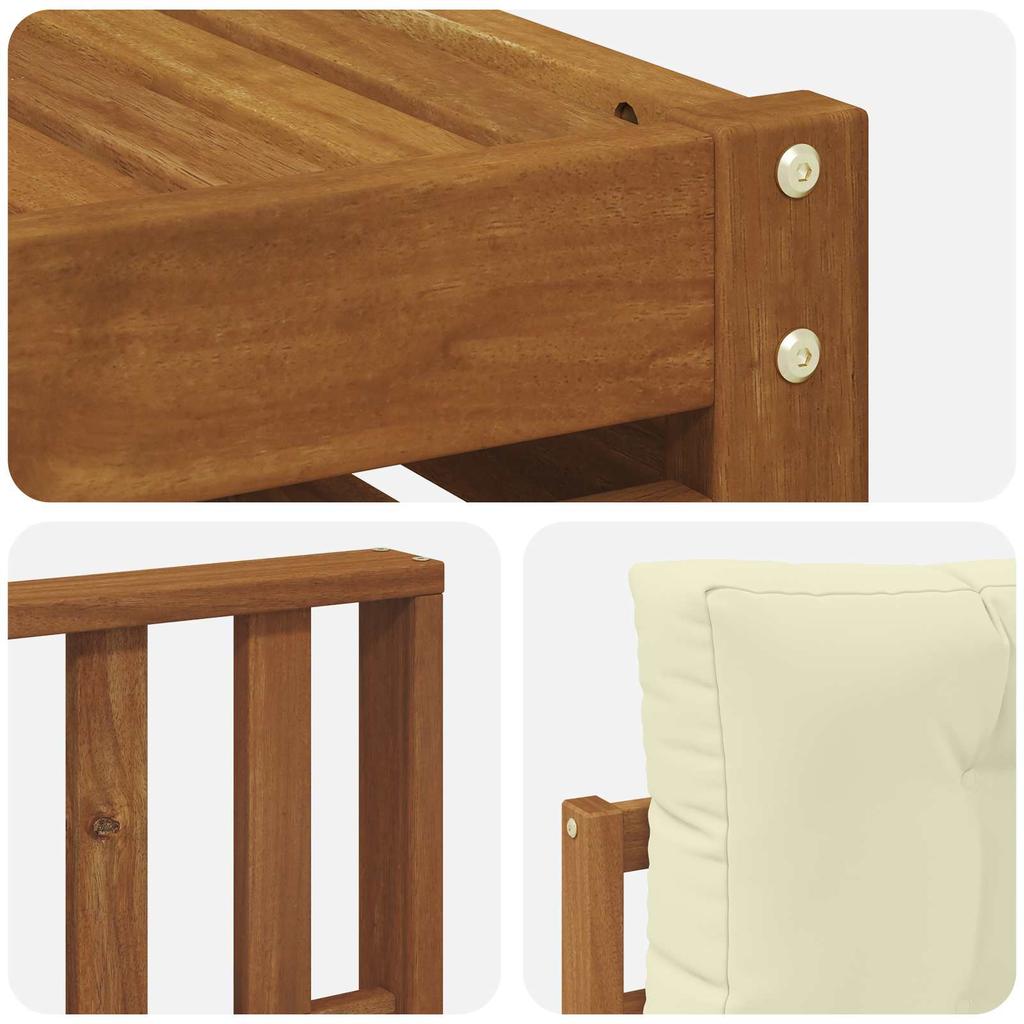 Outdoor Sofa Set 11 pcs Natural & Cream Solid Acacia Wood