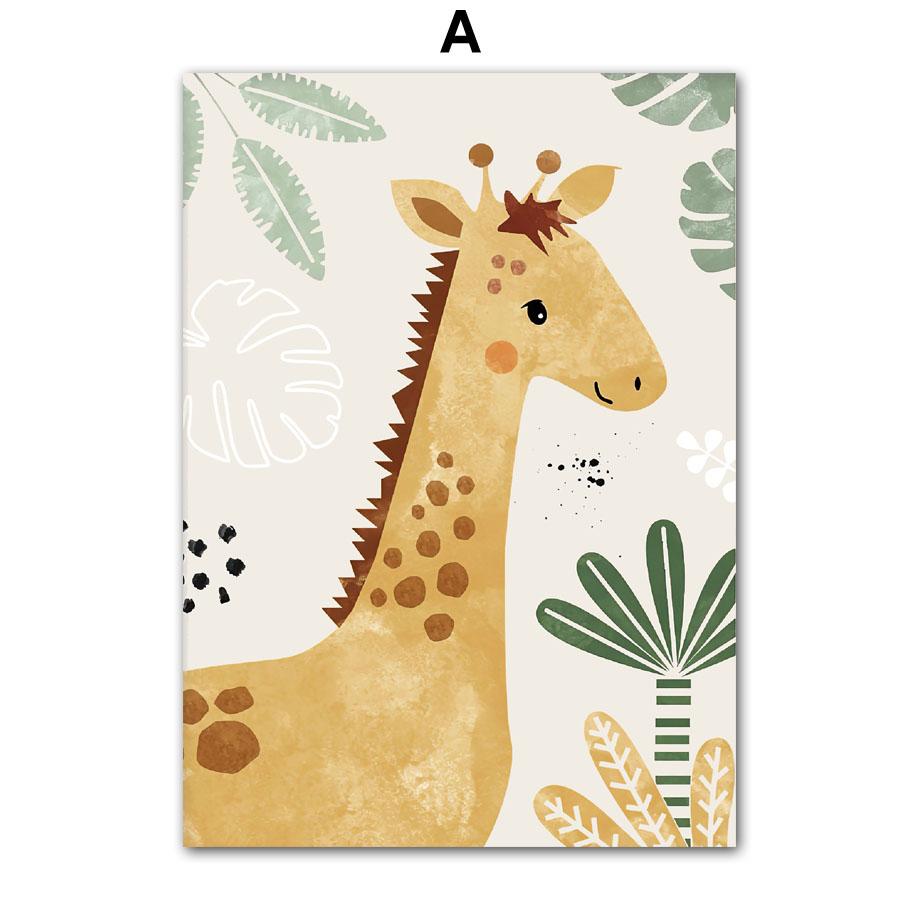 Elephant Giraffe Tiger Jungle Animals Nursery Wall Art Canvas Painting Nordic Posters And Prints Wall Pictures Kids Room Decor