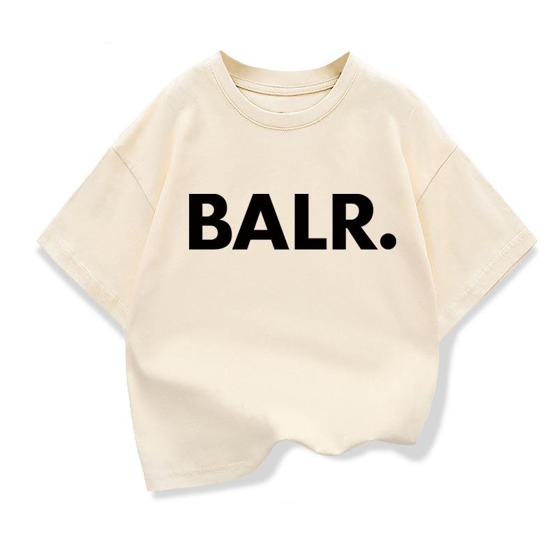 Летняя футболка для мальчиков Хлопок Повседневная Смешная BALR. Печать Крутые Свободные Топы с Круглым Вырезом для Малышей Детские Футболки с Коротким Рукавом Топы для Девочек