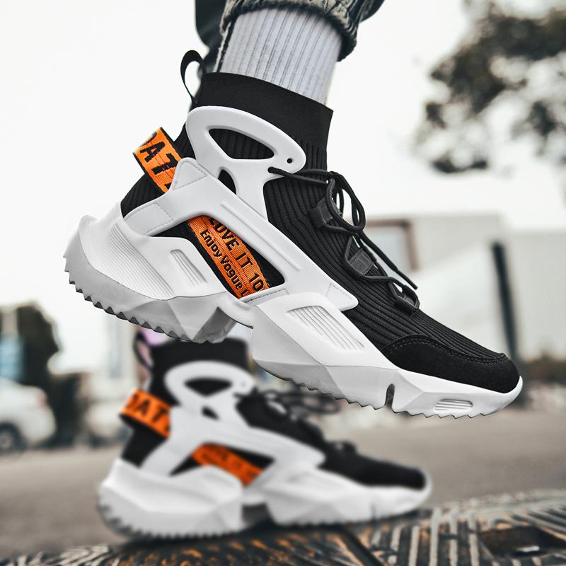 Большие размеры 39-46, сверхлегкие повседневные мужские носки, туфли на шнуровке, высокие массивные кроссовки, мужские тканые дышащие носки, кроссовки для мужчин