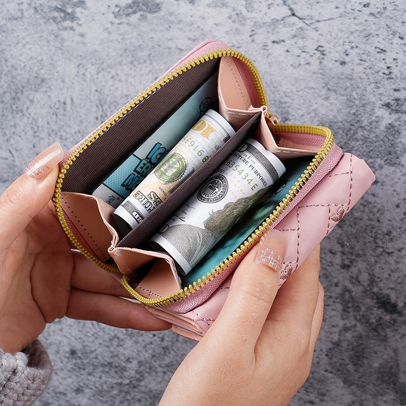 Women's Embroidered Heart PU Leather Wallet - Short, Simple, Multi-Card Slot, Coin Purse, Money Clip Holder