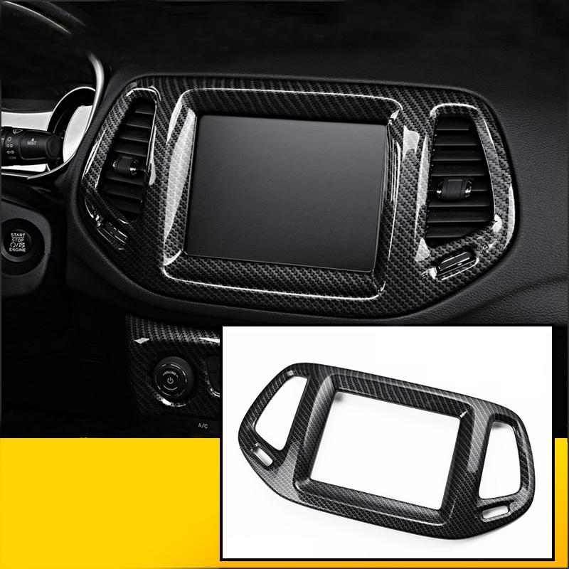 Для Jeep Compass 2th 2017 2018 2019 2020 Carbon Car Navigation Map GPS Display Отделка Рамка Экран Крышка Украшение Аксессуары