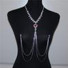Super Sparkling Sexy Tassel Rhinestone Red Heart Shaped Nipple Chain Exaggerated Women's Crystal Fun Bikini Jewelry