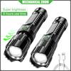 Portable Strong Light Flashlight Built-in Battery USB Rechargeable Telescopic Zoom LED Torch Outdoor Camping Cycling Lamp