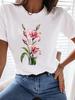 (Asian Size) Clothing Sweet Flower Trend Cute T Shirt Tee Top Women Fashion Female Woman Print Short Sleeve Graphic T-shirts