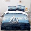 Комплект пододеяльников Wave, комплект постельного белья Sea Ocean Nautical, пододеяльник с парусником, размер Queen/King/Full/Twin, полиэстеровый пододеяльник