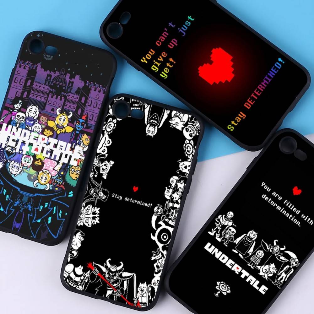 Чехол для телефона Игра Undertale U Для iPhone 17 Air 16 15 14 Plus 13 12 Mini 11 Pro Max Черный Чехол