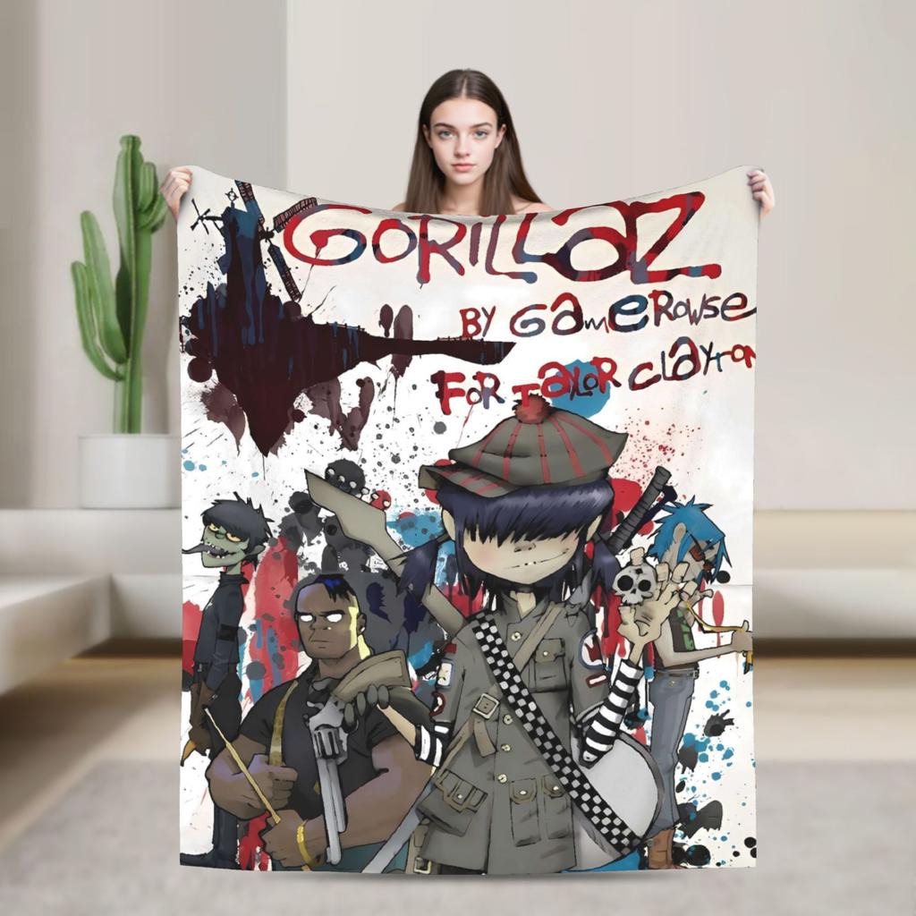 Музыкальная группа G-gorillazs Мягкие одеяла Плед для пикника Плюшевый плед Эстетичный домашний декор Фланелевое покрывало Чехол для дивана-кровати