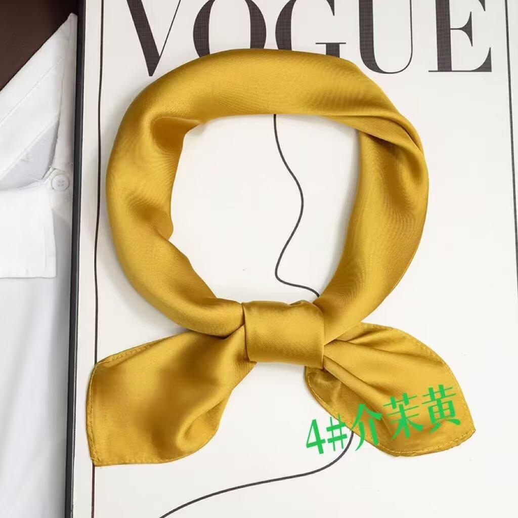 Silk scarf women's solid color satin 71 new summer thin small square scarf headscarf decorative small scarf UV protection
