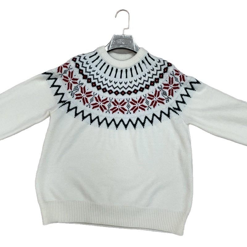Fair Island Knitted New Retro Round Neck Star Anise Sweater Autumn And Winter Women'S Jacquard Knitted Sweater Women