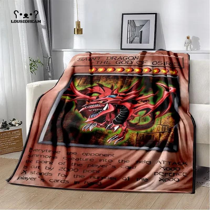 Anime Yu Gi Oh Card Throw Blanket Blue Eyes White Dragon Anime Cartoon Soft Plush Blanket Bedroom Bedspread Home Decor