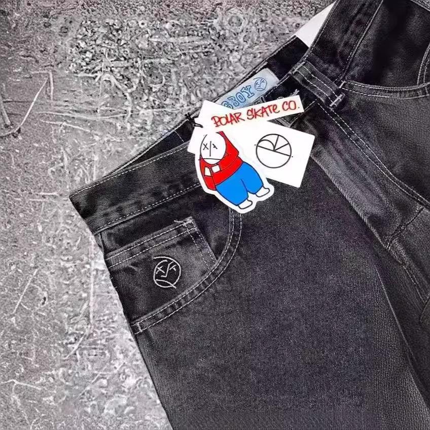 Новые джинсы Harajuku Hip Hop Cartoon Y2K Big Boy с графической вышивкой, мешковатые джинсы, брюки с высокой талией, широкие брюки, уличная одежда