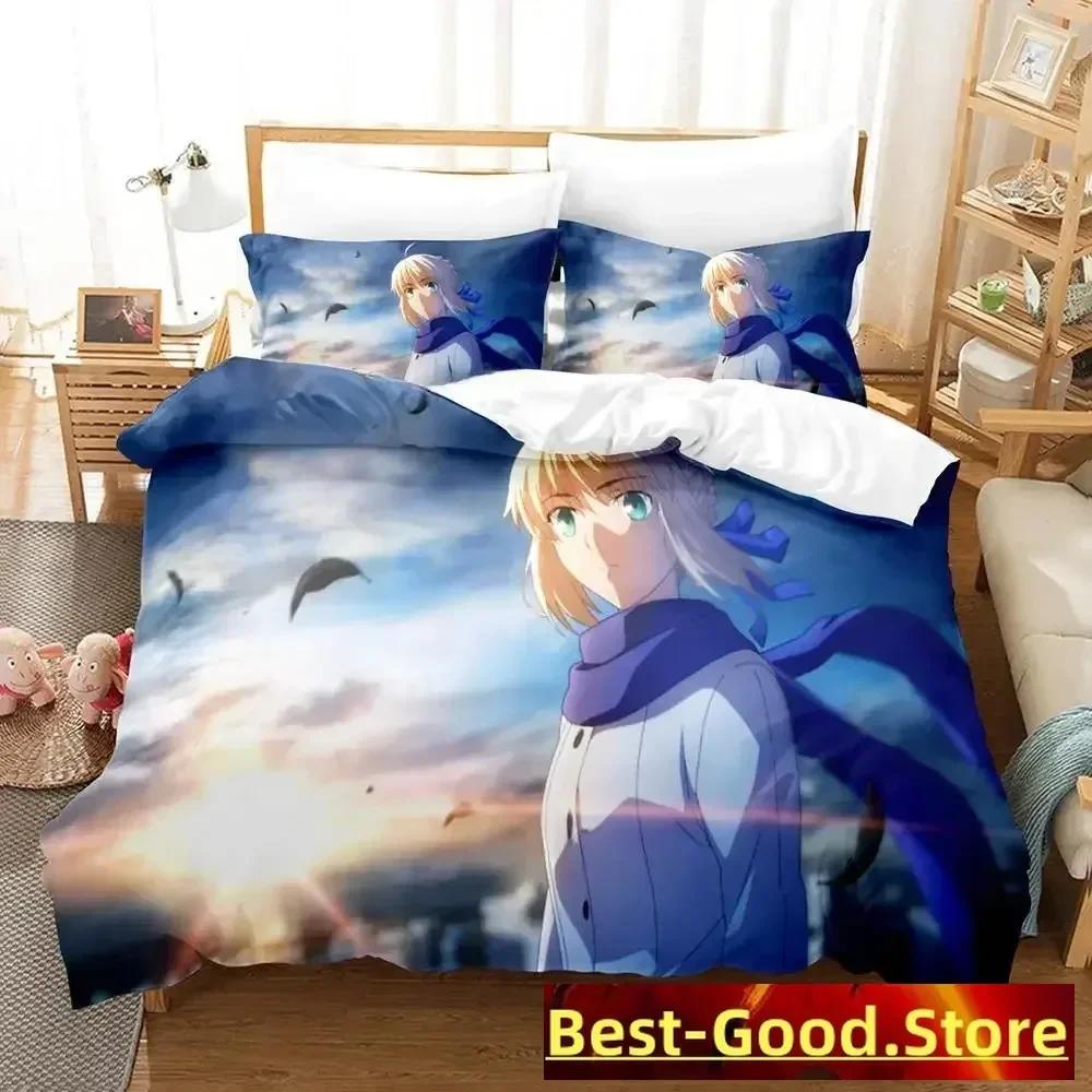 3D Print FateStay Night Unlimited Blade Works Bed Set Duvet Cover Pillowcase Bedding Set Bed Linen Sheet Quilt Cover Full